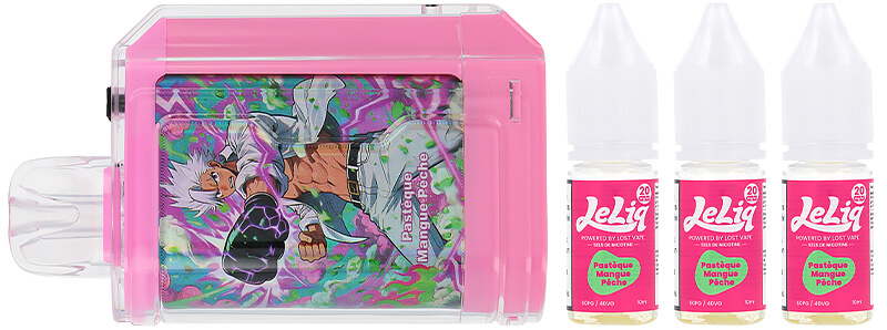 e contenu de la boîte de la puff rechargeable Le Bar 45K Pastèque Mangue Pêche de chez Lost Vape